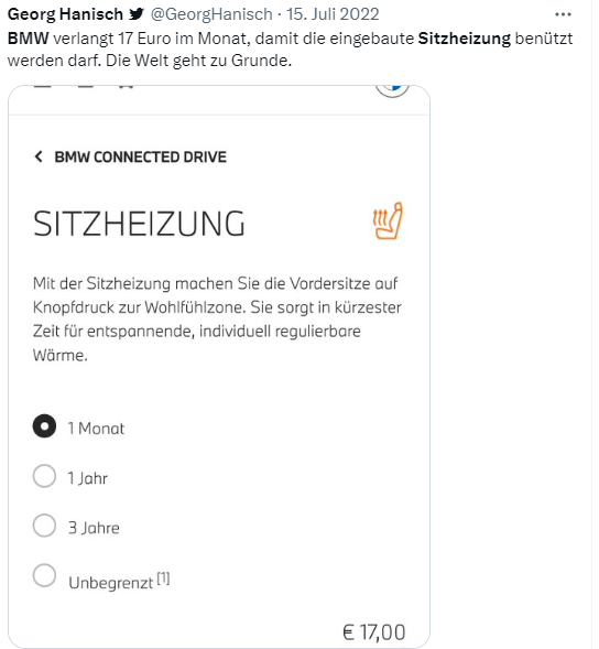 BMW kickt Abonnement für Sitzheizung – Borns IT- und Windows-Blog