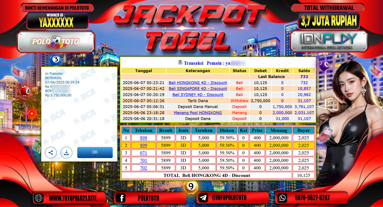 POLOTOTO JACKPOT TOGEL HONGKONG LOTTO Rp.3.750.000,-