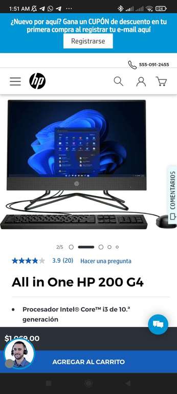 HP: error de precio - All in one en 1,069 pesos 
