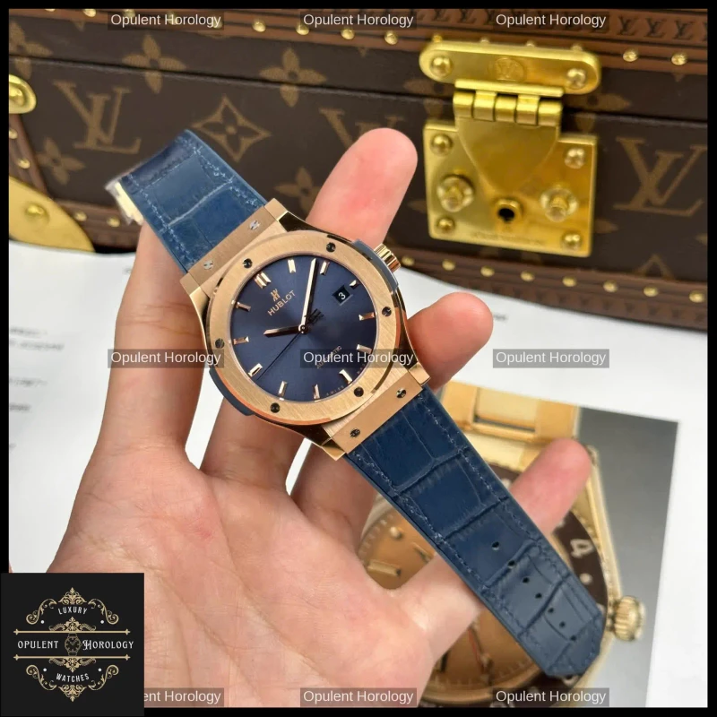 Hublot Classic Fusion King Gold Plated 42mm Blue Dial Swiss Automatic Movement