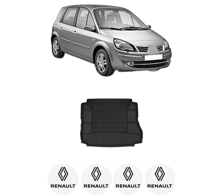 Tavita Portbagaj RENAULT SCENIC III (JZ0/1_) din 2008-2016, Protectie Portbagaj Auto, 4x Stickere auto cu RENAULT