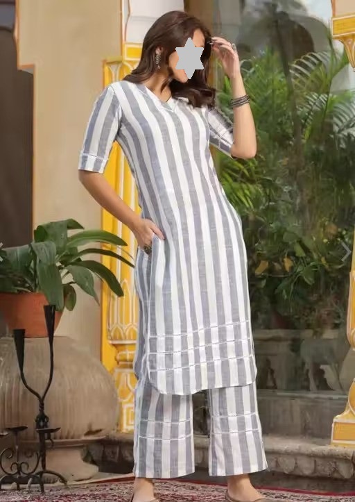 Women Pure Cotton Kurta Palazzo Set Color 1 (KS166)