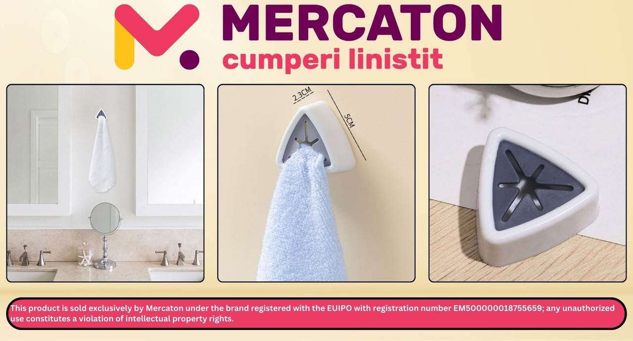 Suport Autoadeziv Mercaton pentru Prosoape, Plastic, Tip Agatatoare