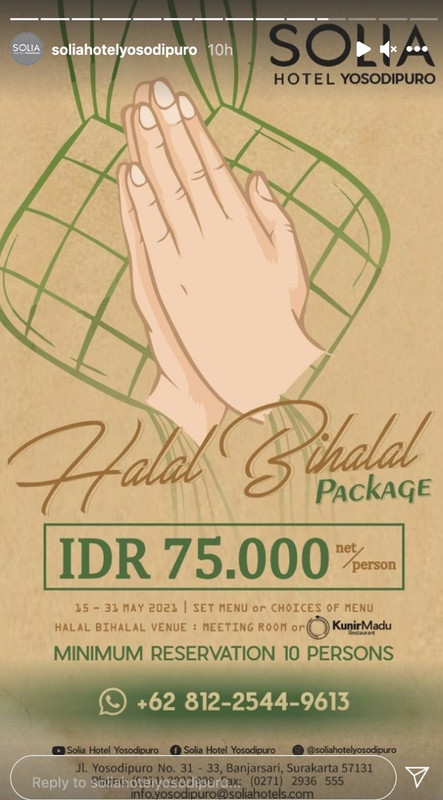 Paket halal bi halal di Solia Hotel Yosodiuro