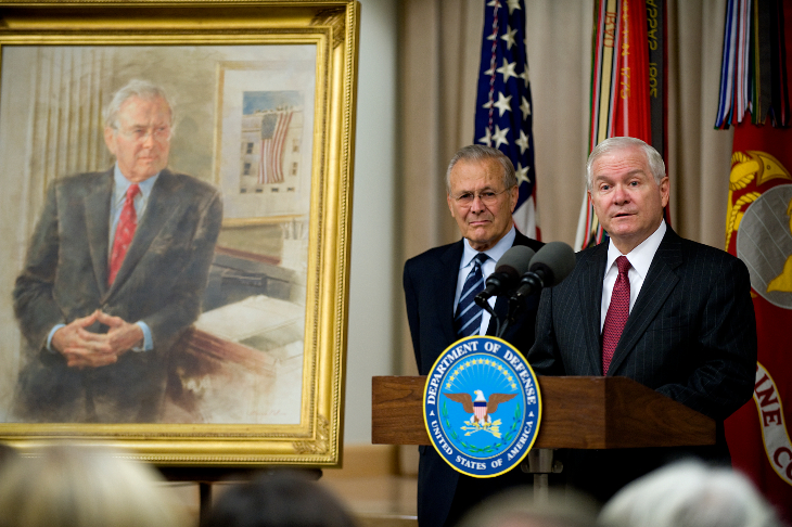 Robert Gates speaking at Donald Rumsfeld portrait ceremony