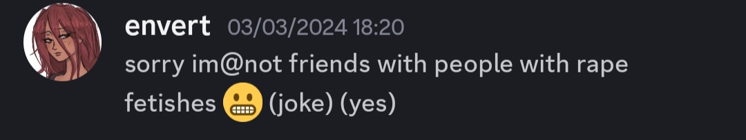 making jokes about me having a r.pe fetish