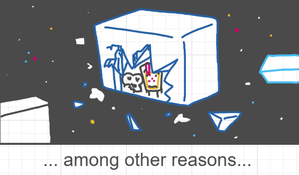 A panel from A Murder On The, episode six of the Board Boards object show by Furretwalk/WalkingFurret.