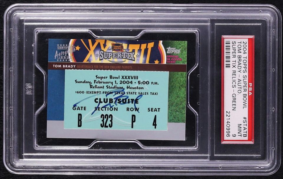 2004 Topps Super Bowl AUTO TOM BRADY SuperTix Green Ticket Signed