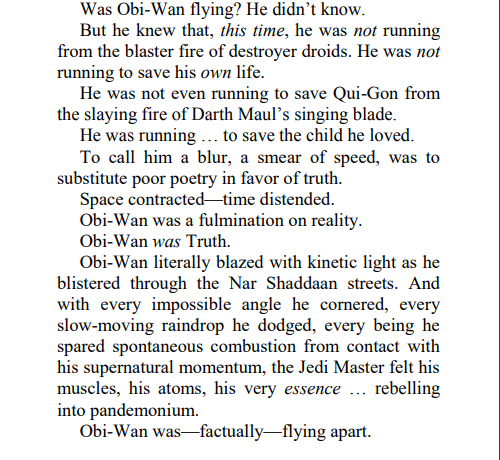 Should be superior to Obi Wan who ran so fast he warped space time and nearly ripped his atoms apar