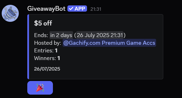 GiveawayBot Discord message