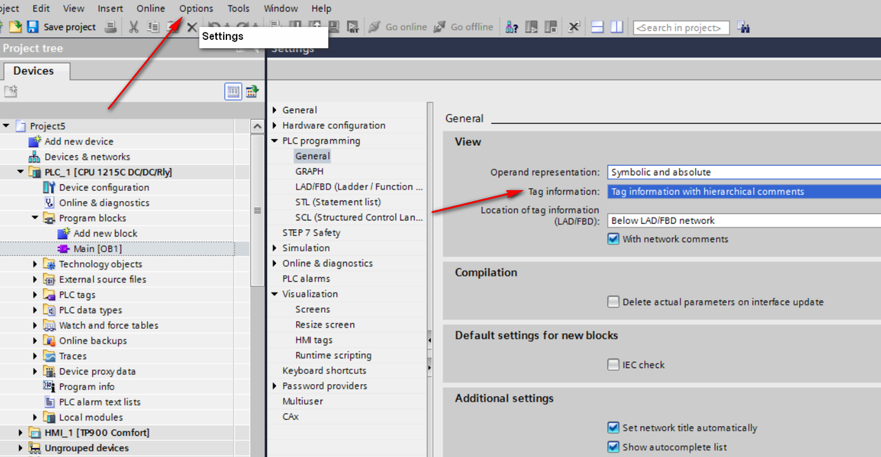 How to show Tag information on TiaPortal by default How to show Tag information on TiaPortal by default