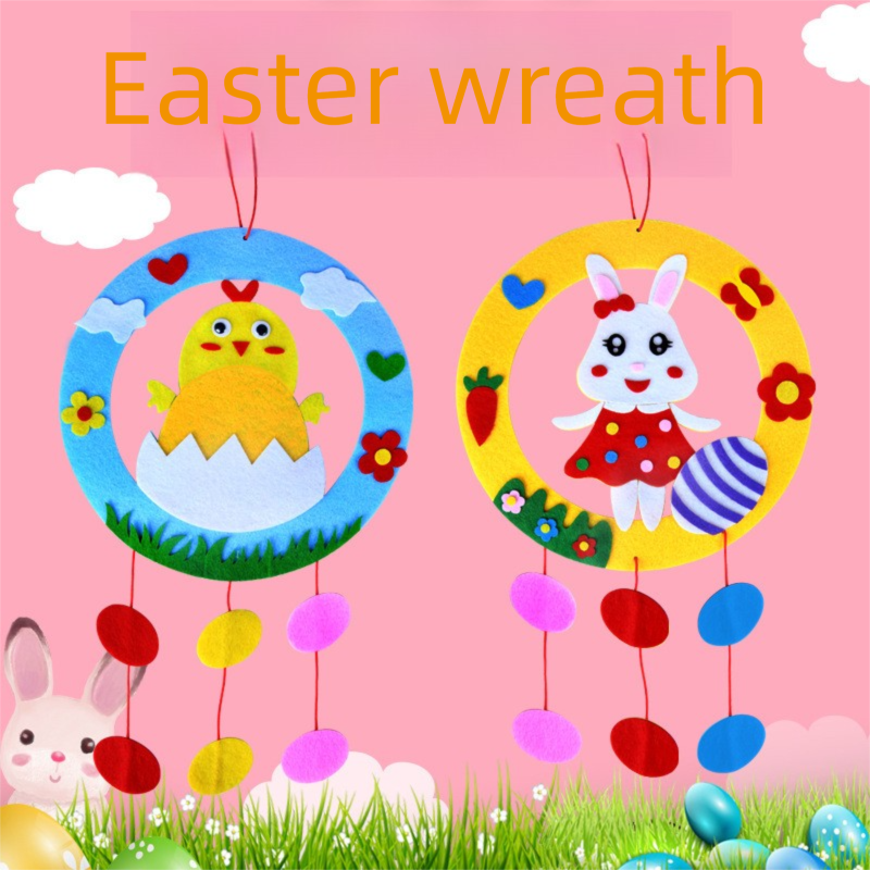 2-Piece Easter Kids Craft Decoration Set – DIY Hanging Ornaments Featuring Bunny and Chick Designs