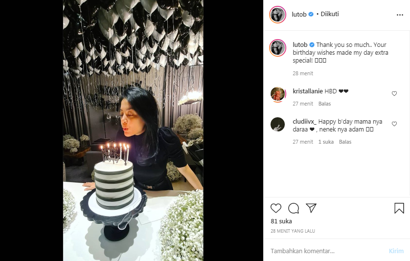 Lulu Tobing dapat kejutan ulang tahun dari Bani Mulia