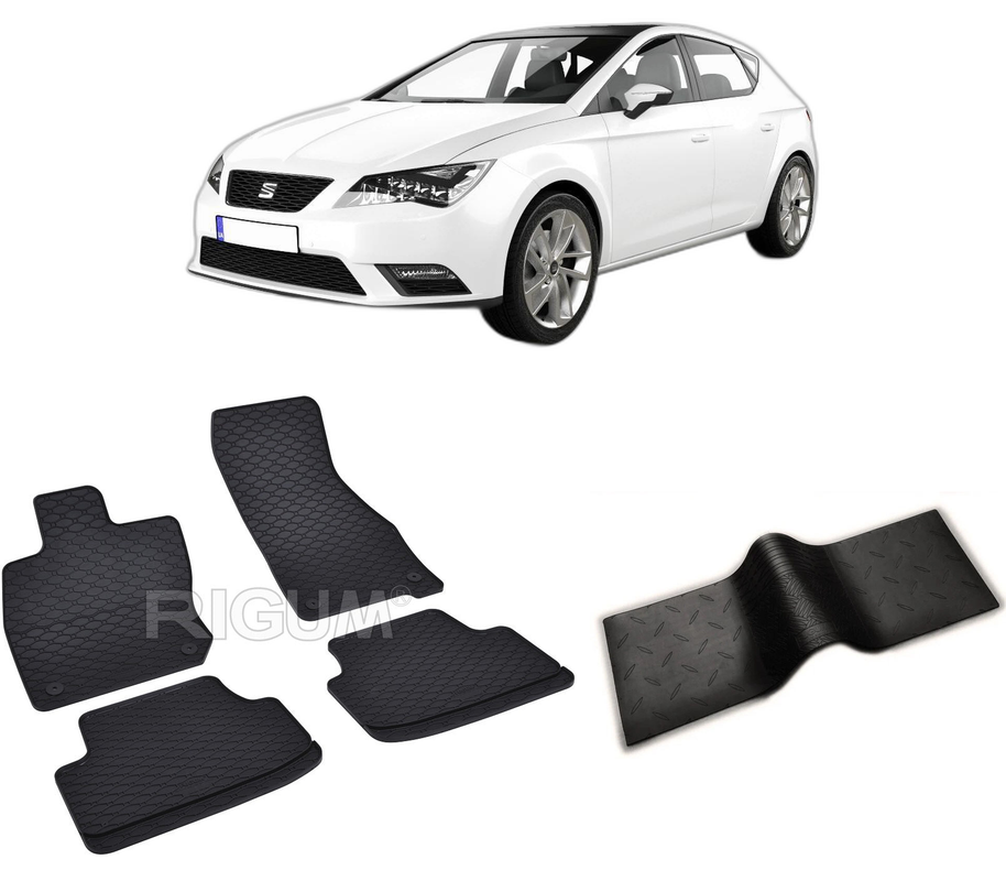 Set covorase auto SEAT LEON IV MHEV din 2020-PREZENT, cu covoras tunel median, CAROSERIE HATCHBACK, Presuri cauciuc 100%, compatibil cu autoturismul SEAT LEON IV MHEV, Rigum