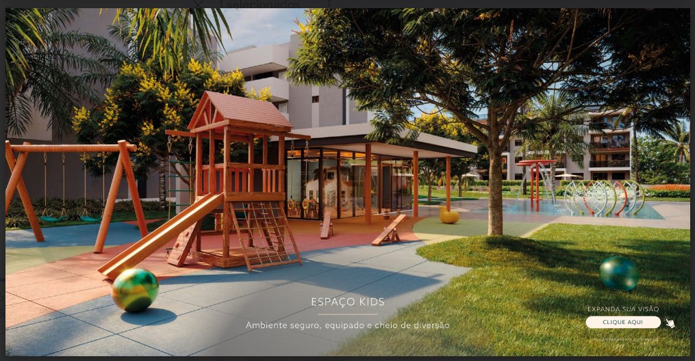 Piscina infantil e playground com segurança