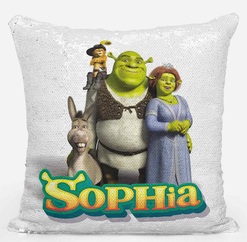 shrek sequin pillow