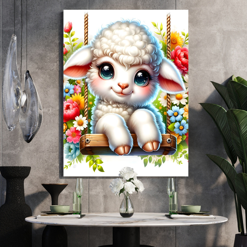 (IP001526C) Cute Sheep on Swing