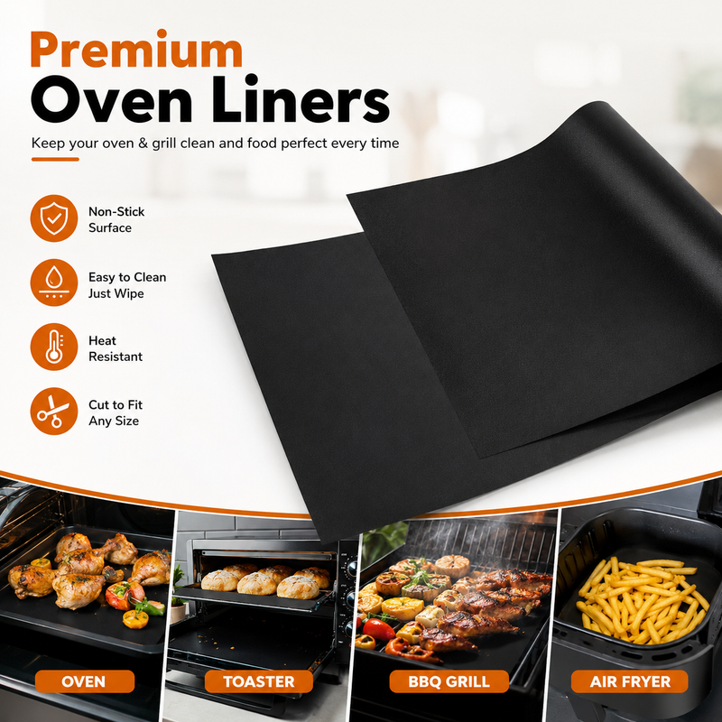 Reusable non-stick oven liner sheets