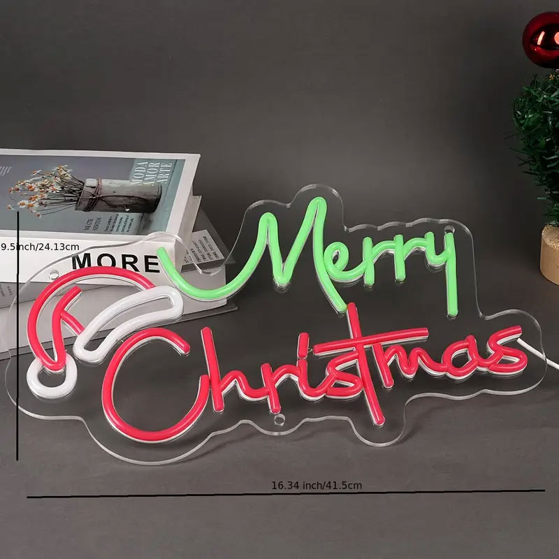 Christmas Hat Neon Sign - Merry Christmas, Christmas Party Decoration, Room Wall Decoration, Is The Best Christmas Gift For Friends And Family._voghion.com