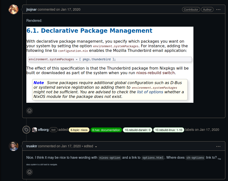 Tutorial box stating some packages require additional configuration and advising the user to check the list of options