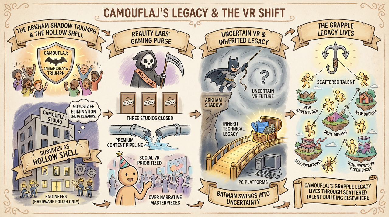 Dark Gotham City skyline with Batman silhouette on rooftop