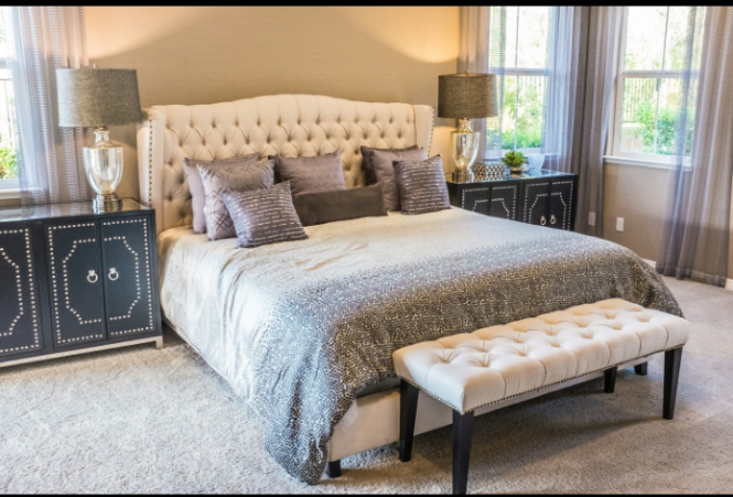 Luxury bedroom with modern bed