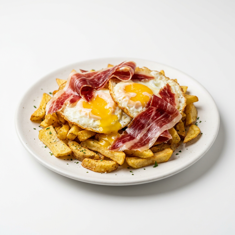 Tapa De Huevos Rotos Con Jamón Ibérico