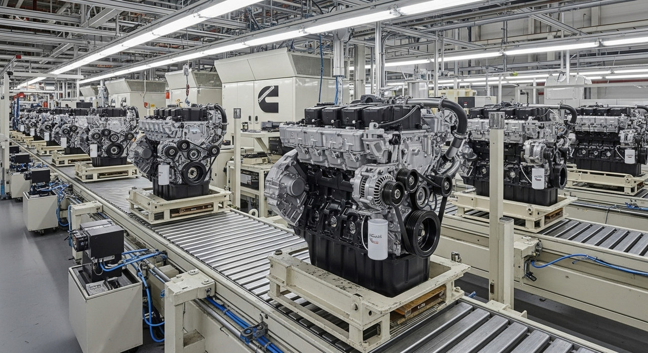 Заводская сборочная линия с дизельными двигателями Cummins и рабочими