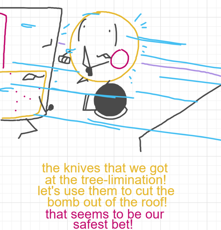 A panel from A Murder On The, episode six of the Board Boards object show by Furretwalk/WalkingFurret.