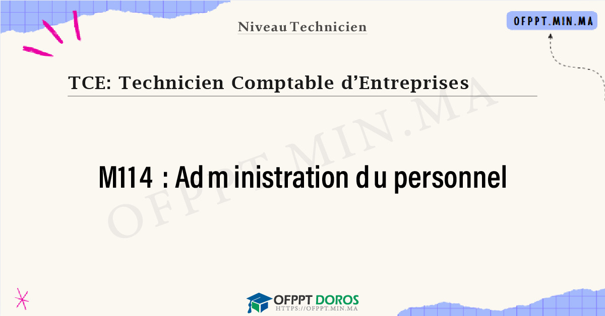 Sommaire détaillé du cours Administration du personnel M114 OFPPT - Structure du module