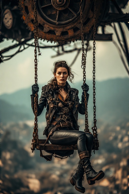 A-woman-seated-on-a-rusty-meta