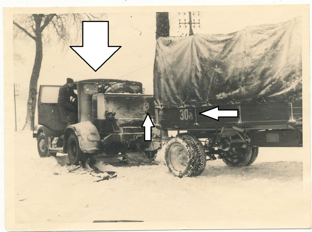 FOTO JG 26 FRANKREICH LKW HANOMAG MIT ANHÄNGER K