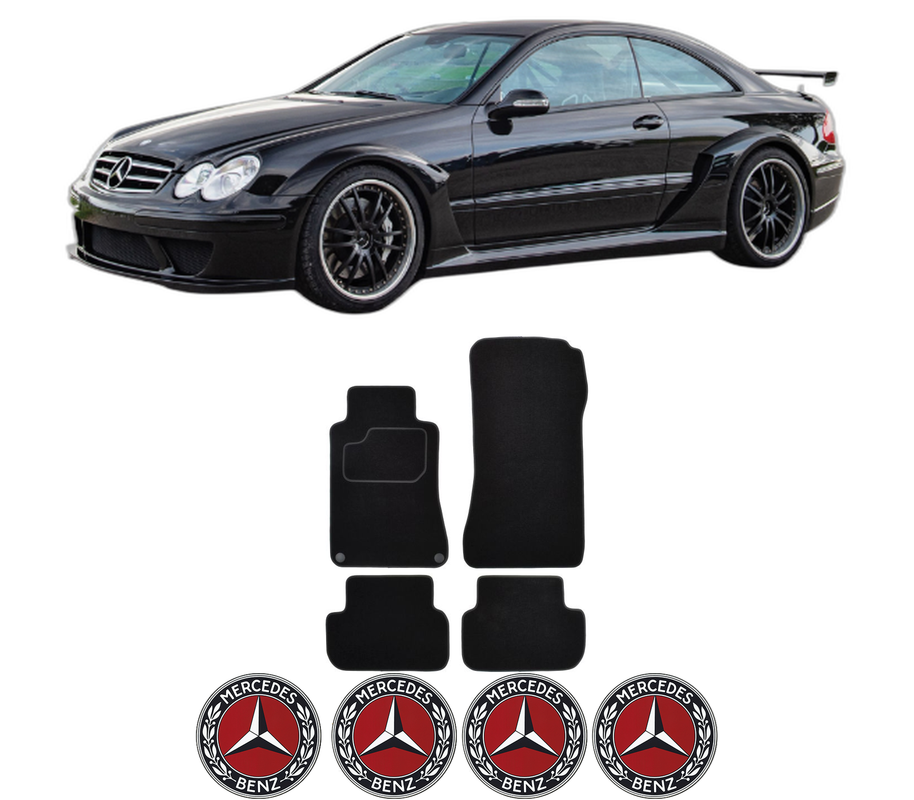 Set Covorase Presuri MERCEDES-BENZ CLK (C209) din 2002-2009, Auto, Material Textil Mocheta, 4 Stickere auto cu MERCEDES-BENZ