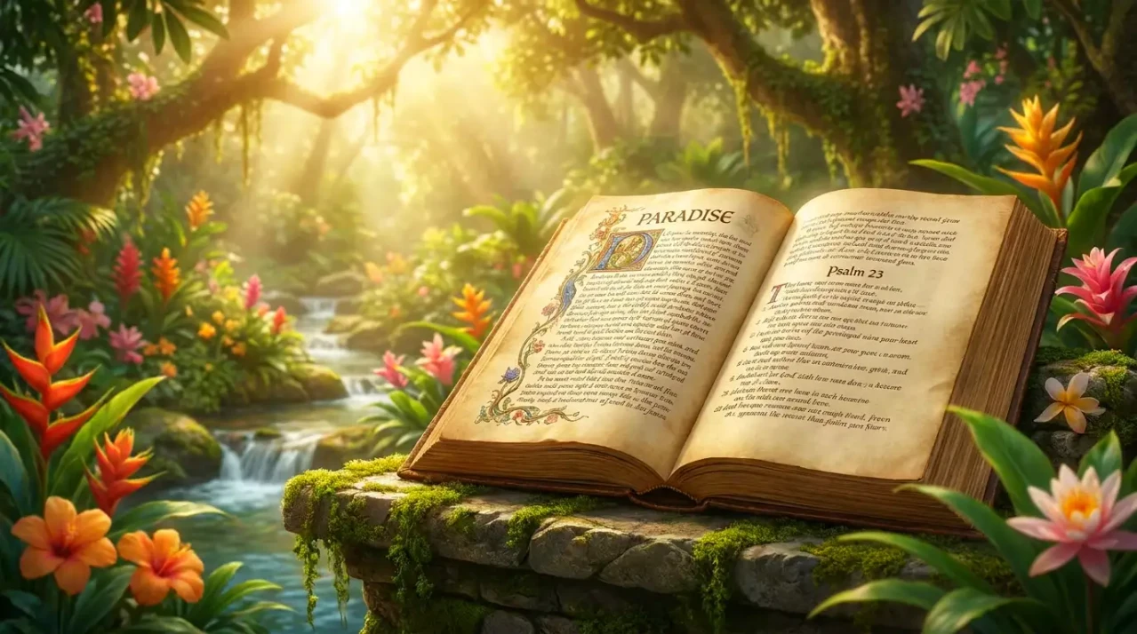 Páginas de la Biblia con luz cálida