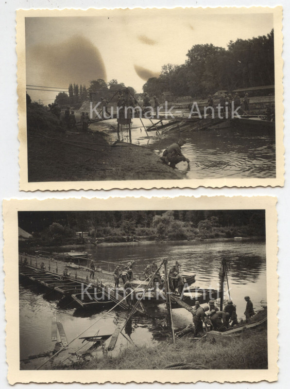 Fotos Wehrmacht 3.-Pionier Bat.13 Frankreich Vormarsch Brücke Steg TOP