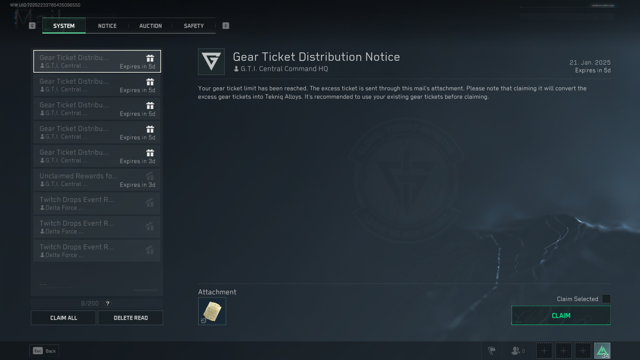 Gear Ticket Distribution Notice