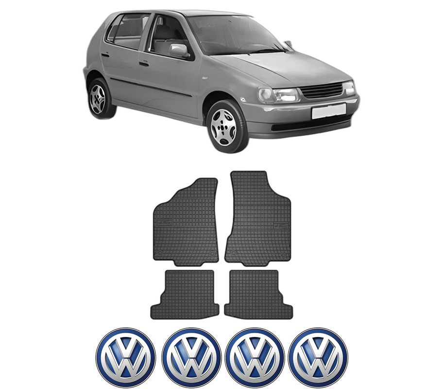 Set covorase presuri Volkswagen POLO III (6N1) din 1998-1999, auto, din cauciuc thermoplastic, 4 Stickere auto cu Volkswagen