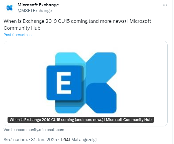 Microsoft Exchange: Wann kommt CU 15? Und weitere Neuigkeiten