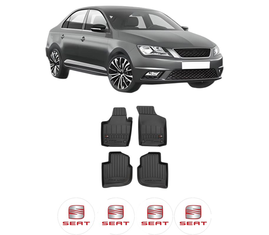 Set covorase presuri SEAT TOLEDO IV (KG3) din 2012-2019, auto, din cauciuc thermoplastic, 4 Stickere auto cu SEAT