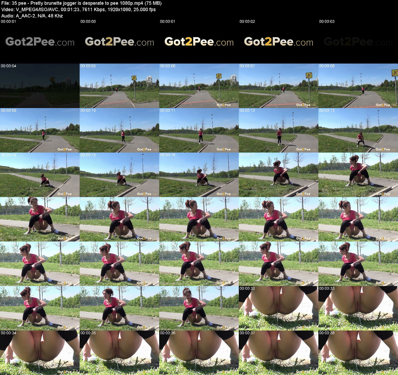 35 pee Pretty brunette jogger is desperate to pee 1080p