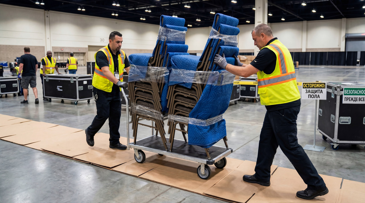 Защита мебели и пола при транспортировке: использование тележек и защитных чехлов