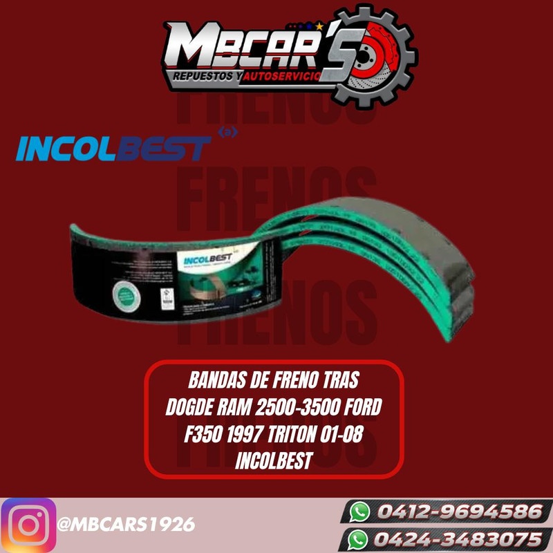 BANDAS DE FRENO TRAS DODGE RAM 2500-3500 FORD F350 TRITON 01-08 4 PIEZAS