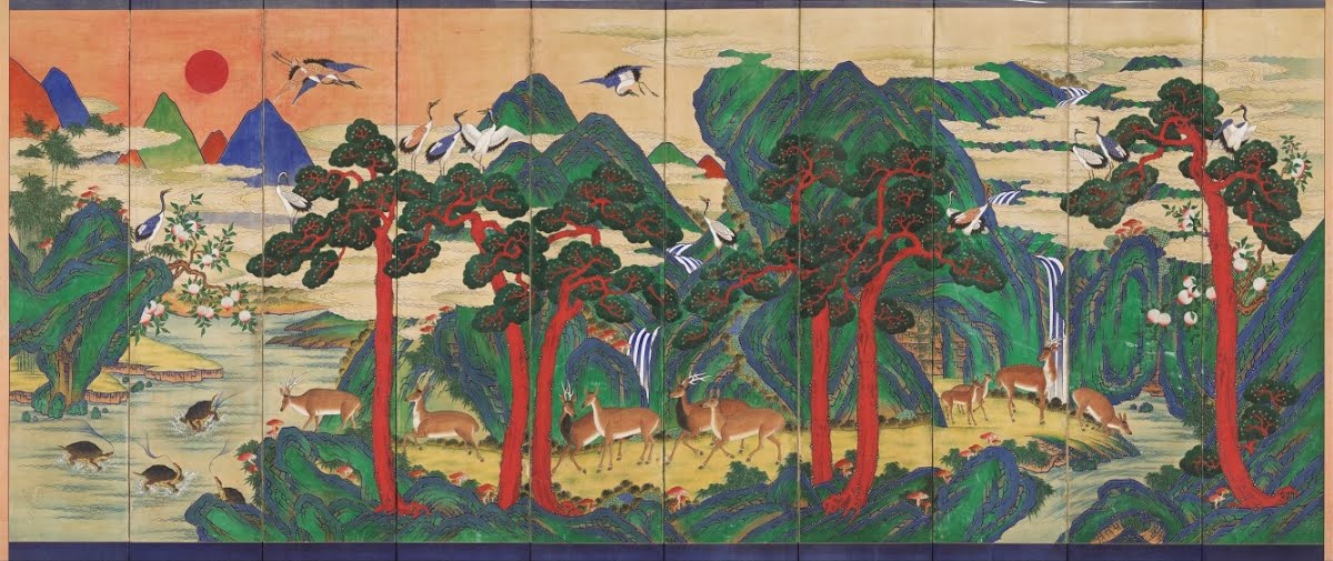 Minhwa Sipjangsaengdo de la dynastie Yan exposé au Musée d'histoire des îles Jaegon, à Yucheon, artiste inconnu, XVème siècle.