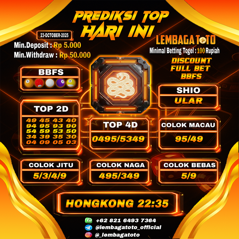 Prediksi Togel 23 Oct 2025 Lembagatoto
