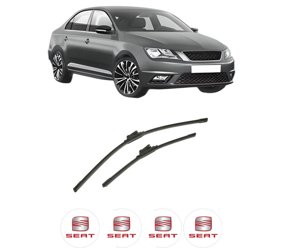 Set stergatoare auto SEAT TOLEDO IV (KG3) din 2012-2019, pentru parbriz auto, 2 bucati, Bosch Aerotwin, din cauciuc siliconat rezistent, 4 Stickere Auto SEAT