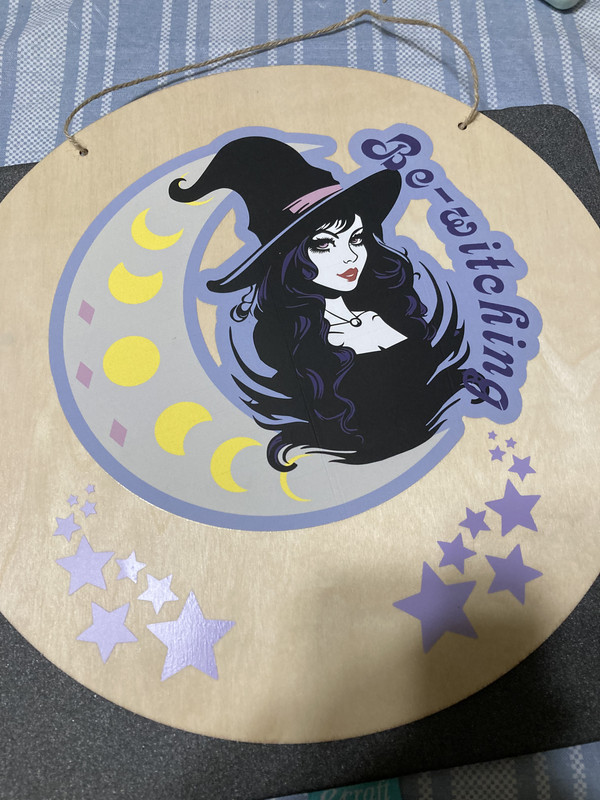 handcrafted witch sign