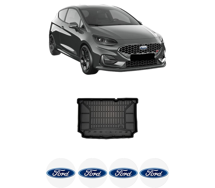Tavita Portbagaj FORD FIESTA VII (HJ, HF) din 2017-2019, Protectie Portbagaj Auto, 4x Stickere auto cu FORD