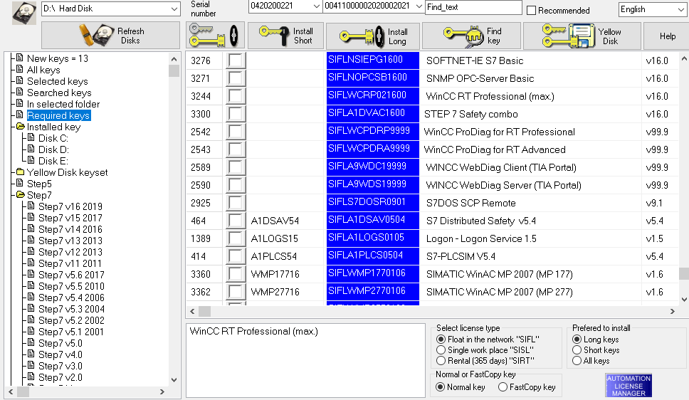 Simatic  Keys