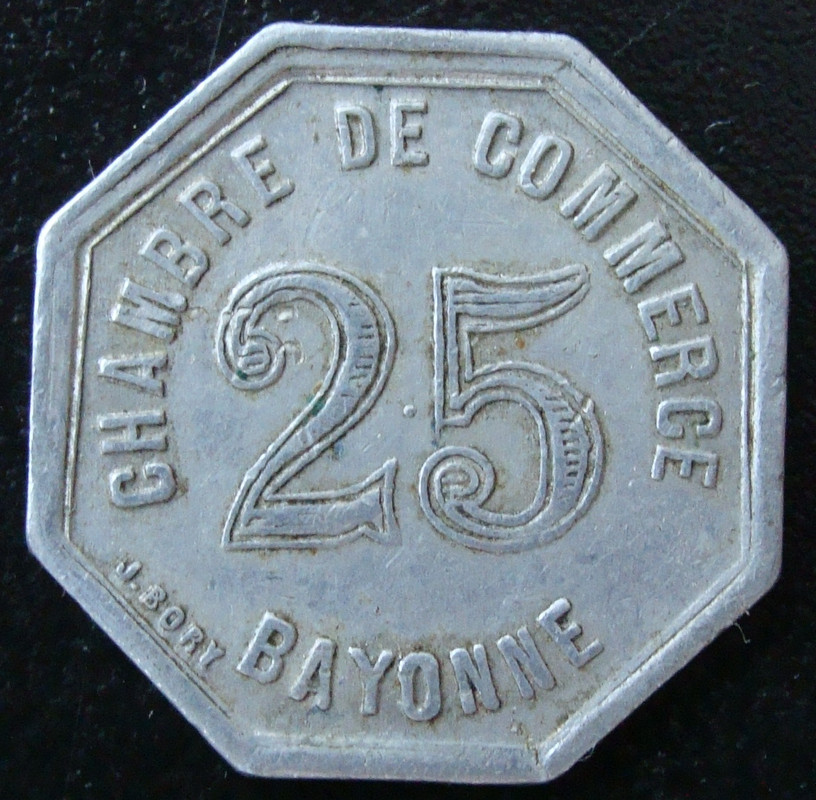 25 Céntimos Franco (1920) Cámara Comercio de Bayona FRA-25-C-ntimos-Franco-1920-C-mara-Comercio-Bayona-rev