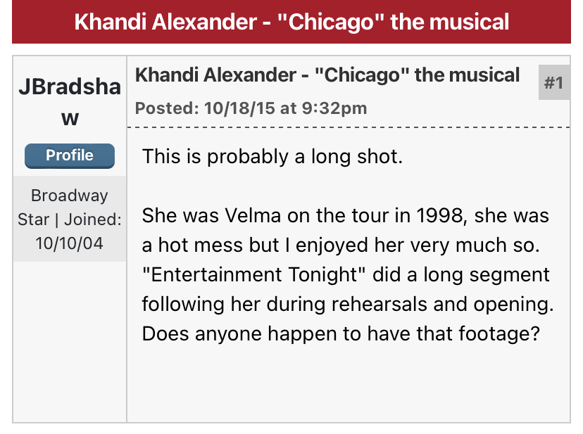 Chicago The Musical Appreciation Thread